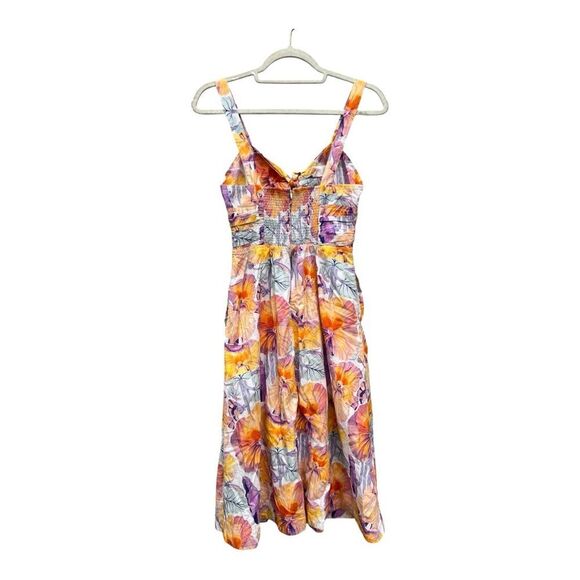 Cecilia Pettersson Floral Tie front midi dress anthropologie Size 0 Boho Coastal - Picture 5 of 7
